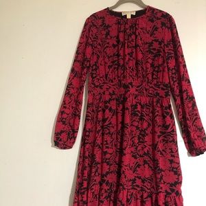 Michael Kors red and black midi dress.